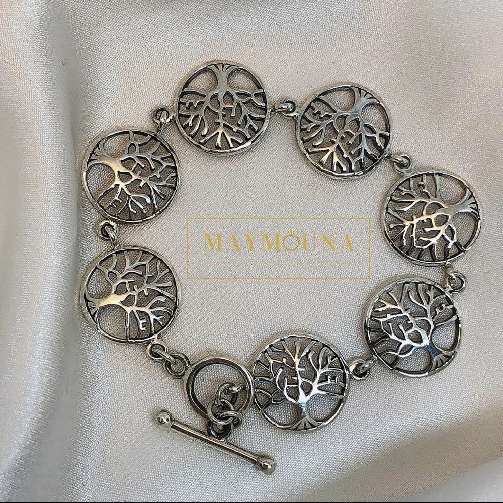 🆕 Sterling Silver Large Tree of Life Bracelet